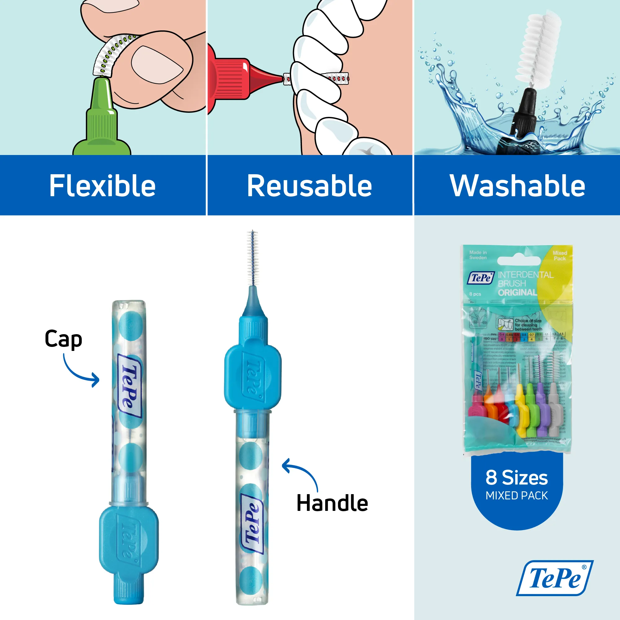 TePe® Original Interdental Brushes Mixed Pack - 0.4 to1.3 mm