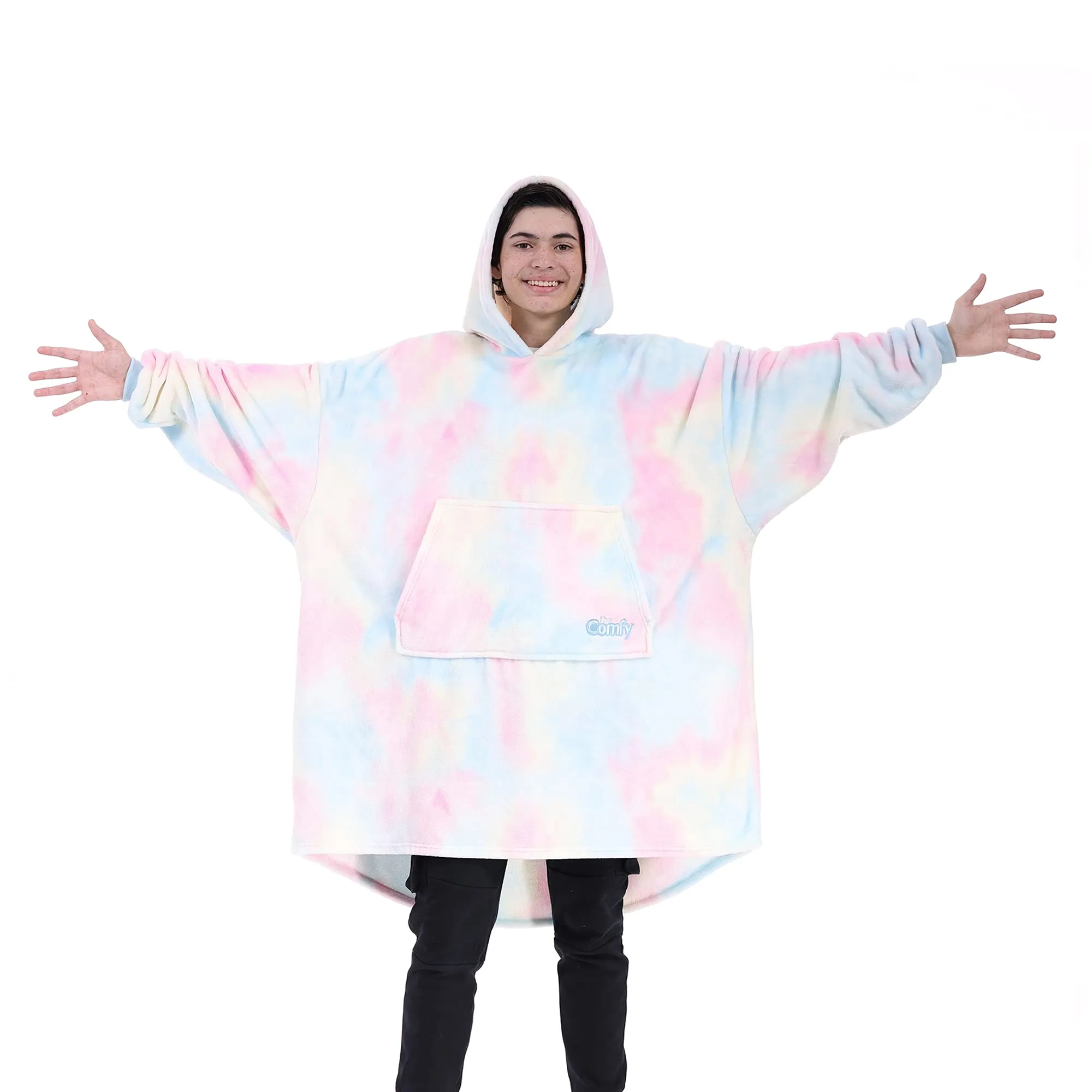 THE COMFY Dream | Oversized Light Microfiber Wearable Blanket, Seen on Shark Tank, One Size Fits All, (Cotton Candy Tie Dye)