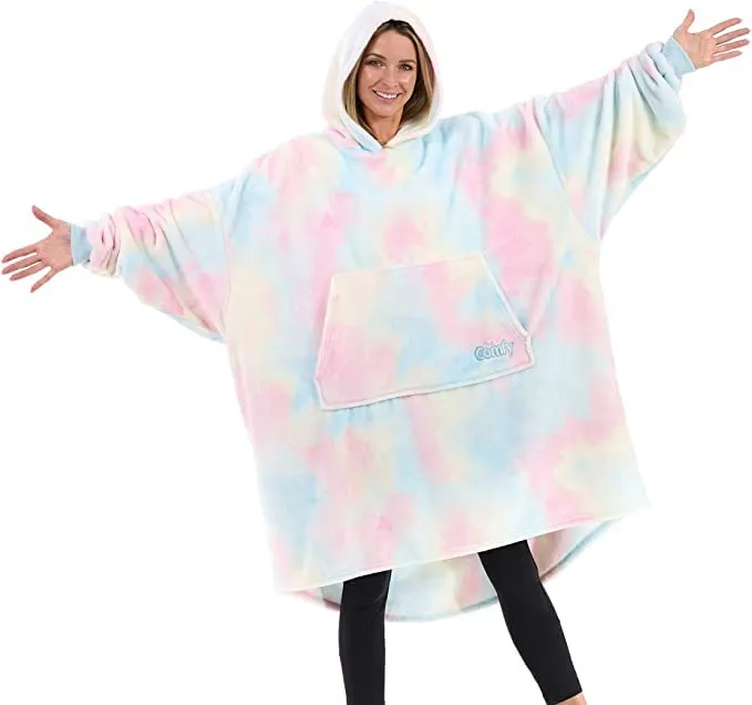 THE COMFY Dream | Oversized Light Microfiber Wearable Blanket, Seen on Shark Tank, One Size Fits All, (Cotton Candy Tie Dye)