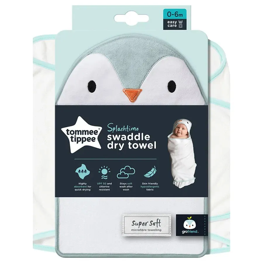 Tommee Tippee Splashtime Newborn Swaddle Dry Towel (Blue)