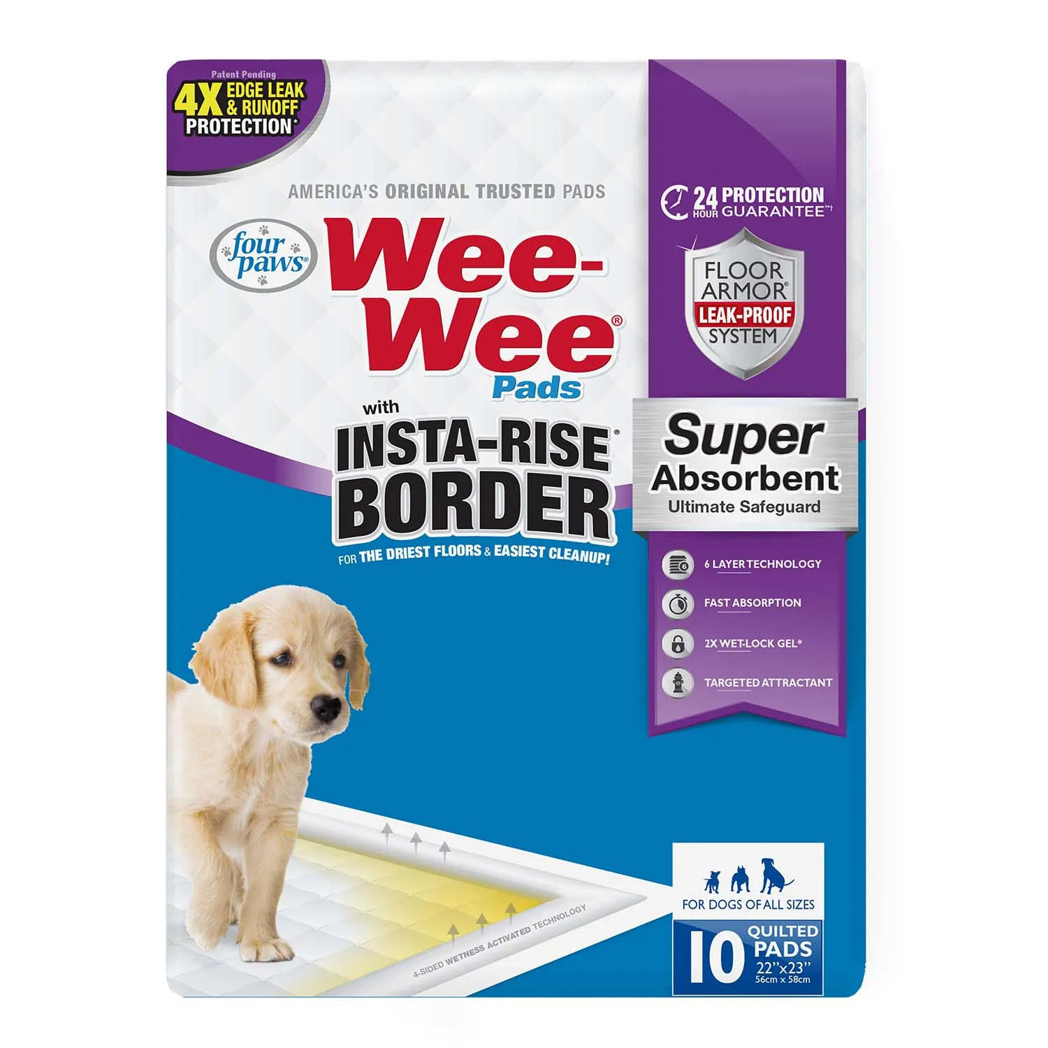 Wee-Wee Super Absorbent Dog Pee Pads with Insta-Rise Border