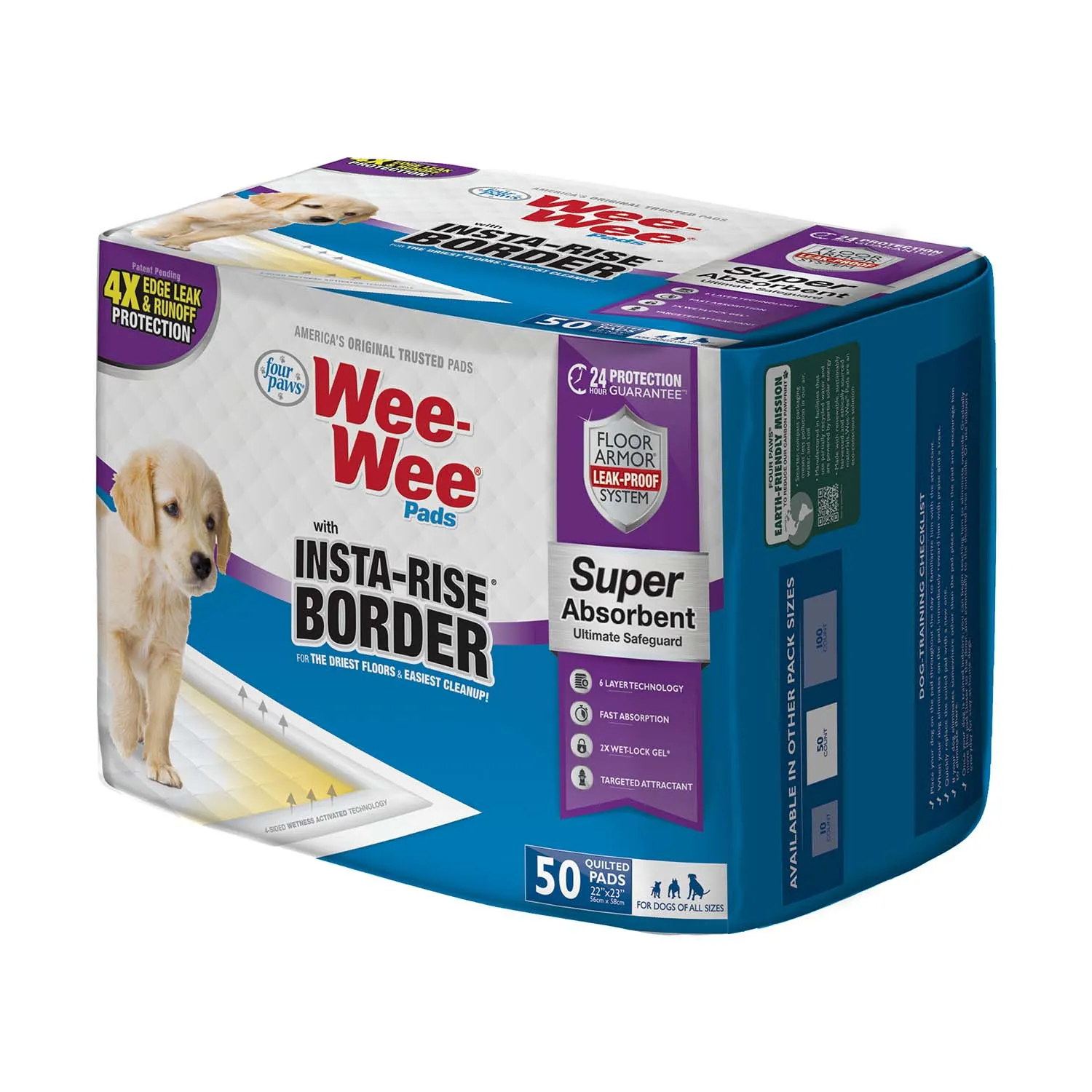 Wee-Wee Super Absorbent Dog Pee Pads with Insta-Rise Border