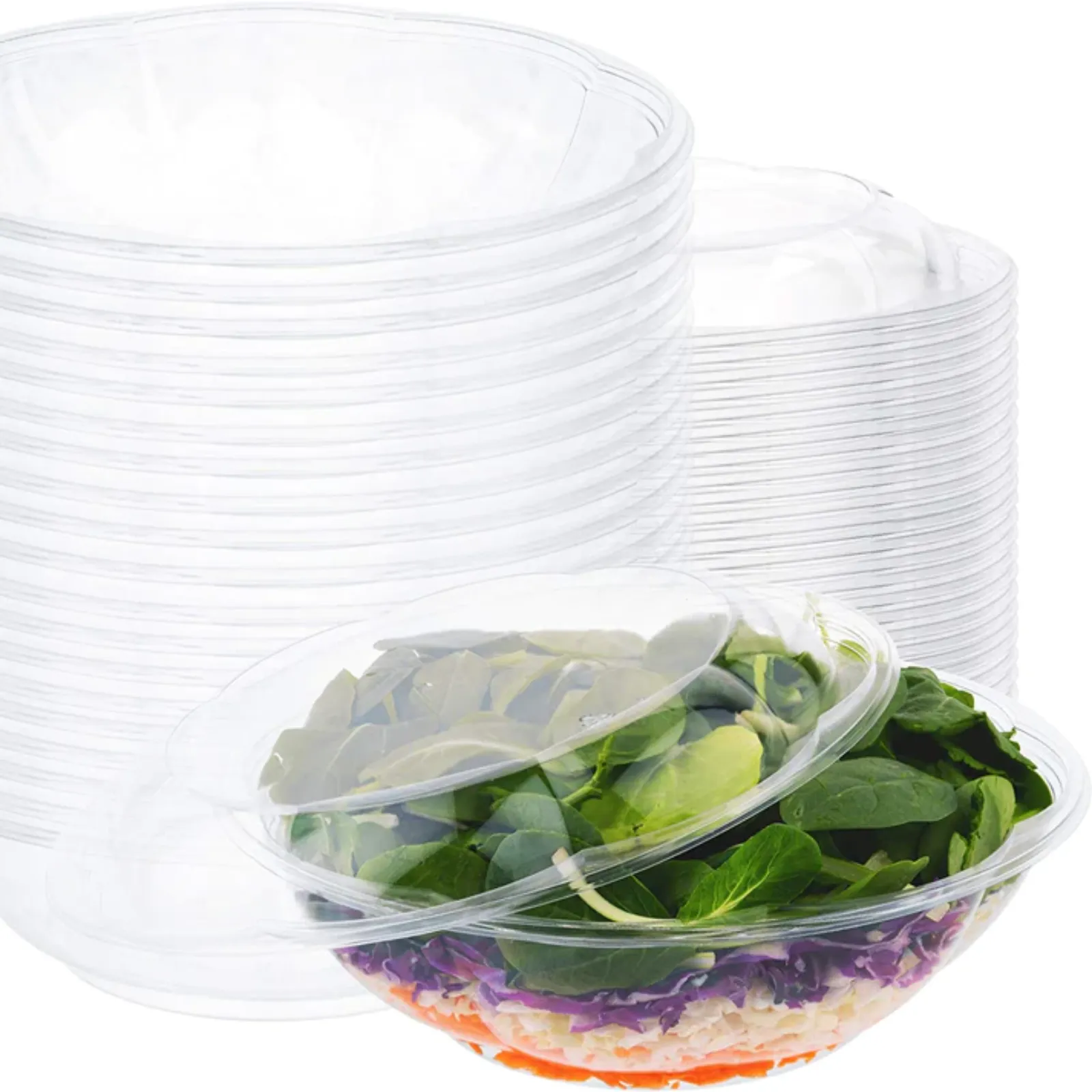 *WHOLESALE* 64oz. Rose / Salad Bowls To-Go Containers with lids | 100 ct/case