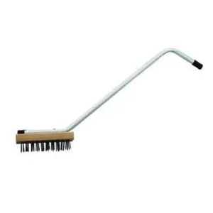 Winco BR31 31 Inch Commercial Broiler Brush with Steel Wire Bristles and Zinc Plated Iron Handle | Denson CFE